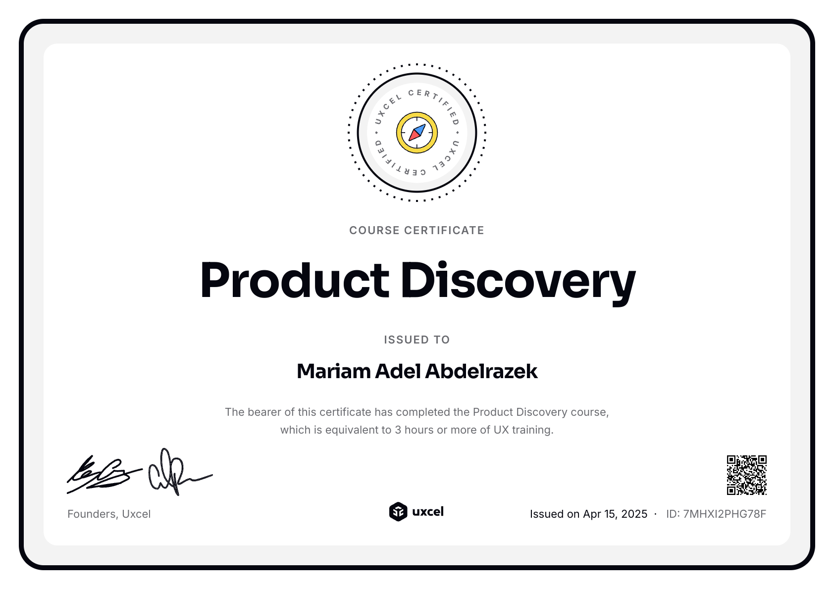 Mariam Adel Abdelrazek's certificate